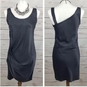 Helmut Lang Black One-Shoulder Satin Dress